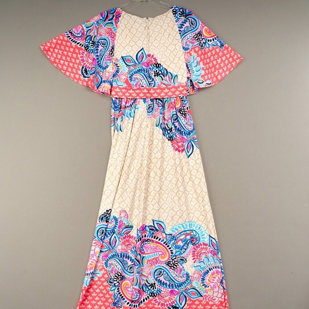 LILLY PULITZER MINKA MAXI DRESS Sz 4 BEACH BUNGALOW CORAL SPRITZ STRETCH - Picture 4 of 6